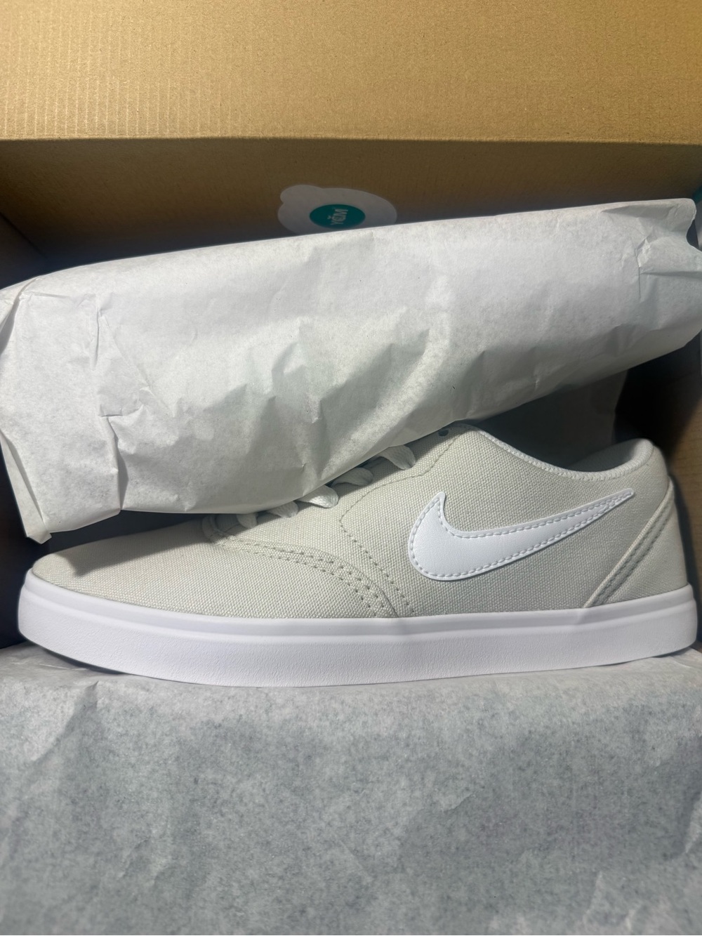 Nike Light Gray Canvas Low-Top Sneakers with White Swoosh